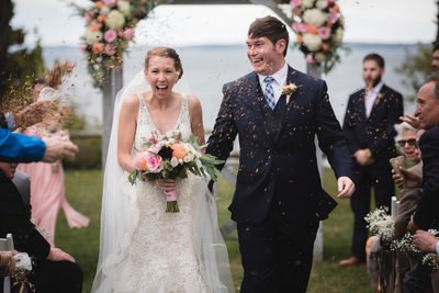 confetti throwing wedding celebration