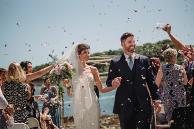 Just Married at the Dockside in York Maine